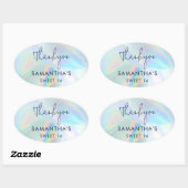 Lief 16 Verjaardag Faux Holografisch Dank u Ovale Sticker (Vel)