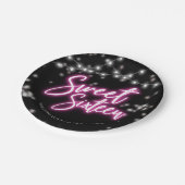 Lief 16 Verjaardag Heet Roze Neon-Theme Party Papieren Bordje (Gekanteld)