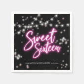 Lief 16 Verjaardag Heet Roze Neon-Theme Party Servet (Voorkant)