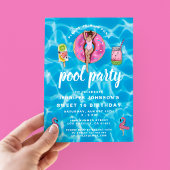 Lief 16 Verjaardag Leuk Roze Zomer Zwembad Party Kaart