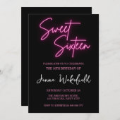 Lief 16 Verjaardag Meisje Party Neon Kaart (Voorkant / Achterkant)