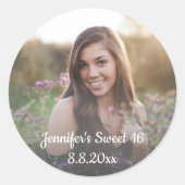 lief 16 verjaardag minimale vervaagde foto ronde sticker (Voorkant)