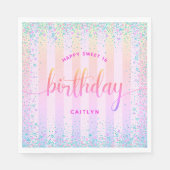 Lief 16 verjaardag pastel glitter regenboog ombre servet (Voorkant)