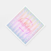 Lief 16 verjaardag pastel glitter regenboog ombre servet (Hoek)