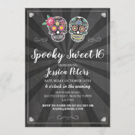 Lief 16 Verjaardag Suiker Schedel Halloween Invite Kaart