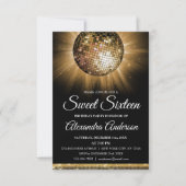 Lief 16 Verjaardagsfeestje Gouden Disco Bal Kaart (Voorkant)