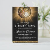 Lief 16 Verjaardagsfeestje Gouden Disco Bal Kaart (Staand voorkant)