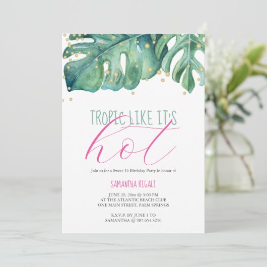 Lief 16 Verjaardagsfeestje Luau Thema Kaart