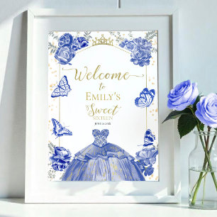 Lief 16 Welkomstbord Butterfly Royal Blue Dress Poster