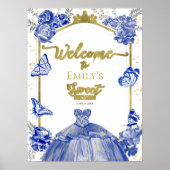 Lief 16 Welkomstbord Butterfly Royal Blue Dress Poster (Voorkant)
