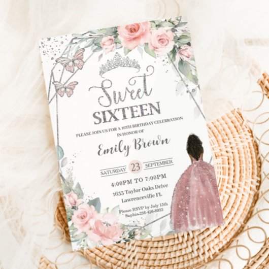 Lief 16 Zestien Verjaardag Blush Bloemen Bruin Mei Kaart