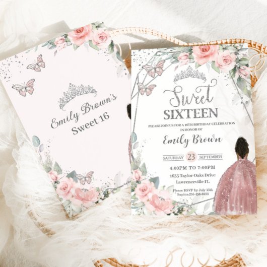 Lief 16 Zestien Verjaardag Blush Bloemen Bruin Mei Kaart