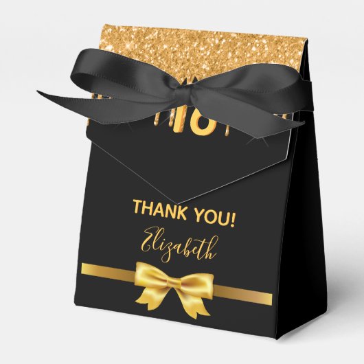 Lief 16 zwart glitter druppels dank u bedankdoosjes (Voorkant Zijde)