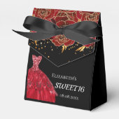 Lief 16 zwart rood jurk bloemen dank u bedankdoosjes (Voorkant Zijde)