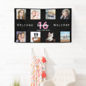 Lief 16 Zwart roze partij foto collage meisje Spandoek (Insitu)