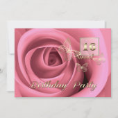 Lief 16e Roze Rose Verjaardagsfeest Kaart (Voorkant)
