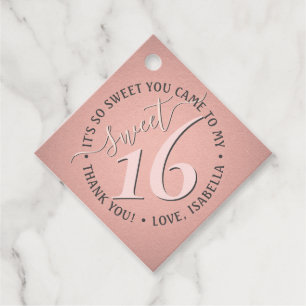 Lief 16e verjaardag Elegant Dank u Roze Partij Bedankjes Labels