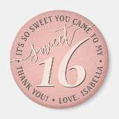 Lief 16e verjaardag roze dank u feestgunst magneet (Voorkant)