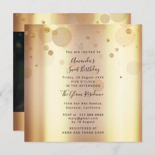 Lief 16e Verjaardagsfeest Bruiloft Goud Confetti Kaart (Voorkant / Achterkant)