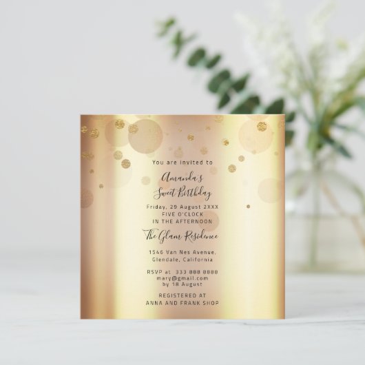 Lief 16e Verjaardagsfeest Bruiloft Goud Confetti Kaart (Staand voorkant)