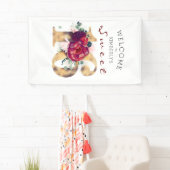 Lief 16e verjaardagsfeestje Bourgondië rood bloeme Spandoek (Insitu)