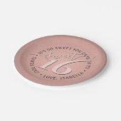 Lief 16e verjaardagsfeestje Elegant Girly Roos Gol Papieren Bordje (Gekanteld)