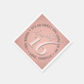 Lief 16e Verjaardagsfeestje Modern Glam Girly Pink Servet (Hoek)