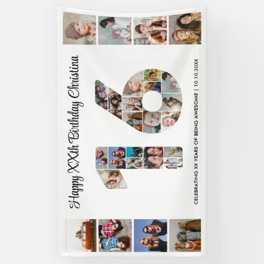 Lief 16e verjaardagsfeestje nummer 16 fotocollage spandoek (Verticaal)