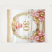 Lief 30e Verjaardag Blush Gouden Feest Banner Wandkleed (Voorkant (horizontaal))