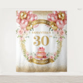 Lief 30e Verjaardag Blush Gouden Feest Banner Wandkleed (Voorkant)