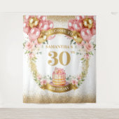 Lief 30e Verjaardag Blush Gouden Feestdisplay Wandkleed (Voorkant)