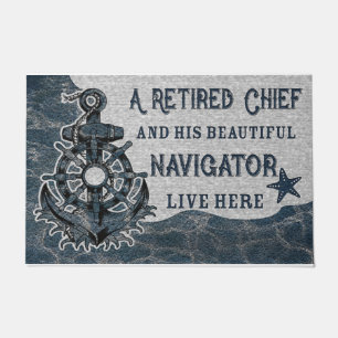 Lief A Retired Hoofd Zijn Mooie Navigator Deurmat