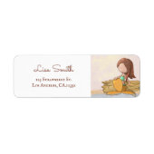 Lief Adreslabel met Mermaid met Bruin Haar Etiket (Voorkant)