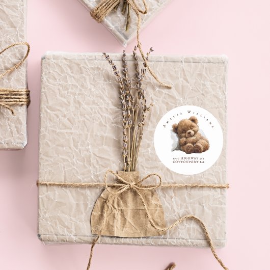 Lief Adreslabel voor Terugzending van Teddybeer Ronde Sticker