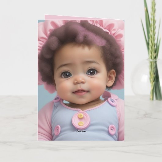 Lief Afrikaans Amerikaans Baby Meisje Welkom Baby Kaart (Achterkant)