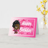 Lief Afrikaans Amerikaans meisje verjaardag Kaart (Gele Bloem)