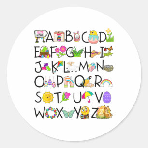 Lief alfabet grappige Pasen dag Abc alfabet ei Ra Ronde Sticker