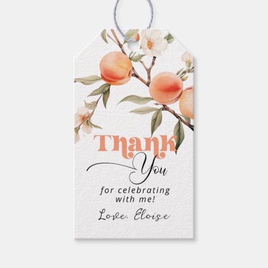 Lief als een perzik verjaardag dank u cadeaulabel (Voorkant)