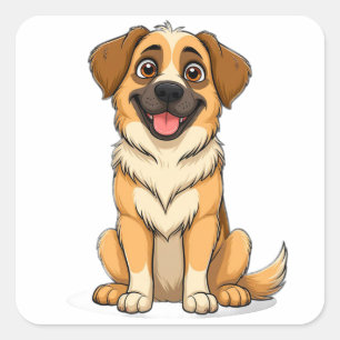Lief Anatolische Herdershond Cartoon Hond Vierkante Sticker