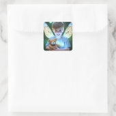 Lief Angelic Little Boy met Fairy Wings Vierkante Sticker (Tas)