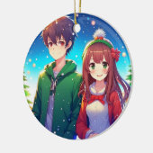 Lief Anime Koppel Kerstmis Keramisch Ornament (Links)