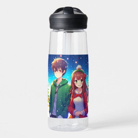 Lief Anime Koppel Kerstmis Waterfles (Voorkant)