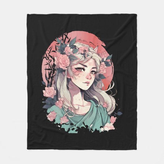 Lief anime meisje fleece deken (Voorkant)
