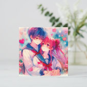 Lief Anime Thema Gepersonaliseerde Valentijnsdag Kaart (Staand voorkant)