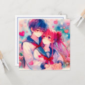 Lief Anime Thema Gepersonaliseerde Valentijnsdag Kaart (Voorkant / Achterkant in situ)