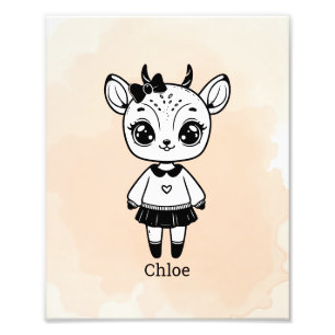 Lief Antilope Meisje - Cute Doodle Ontwerp Foto Afdruk