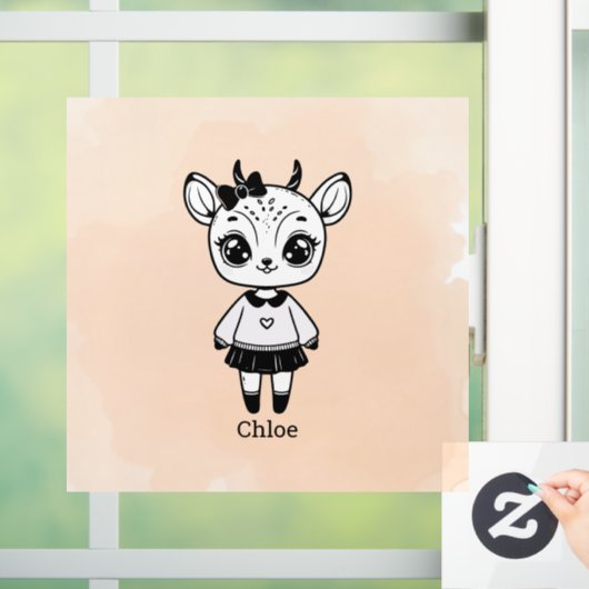 Lief Antilope Meisje - Cute Doodle Ontwerp Raamsticker (Huis)