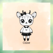 Lief Antilope Meisje - Cute Doodle Ontwerp Raamsticker (Vel 3)
