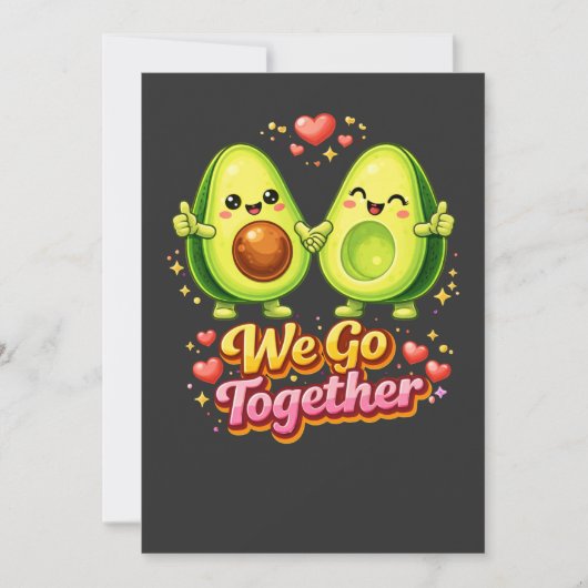 Lief Avocado Koppel “We gaan samen” – Leuke etenst Kaart (Voorkant)