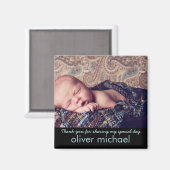 Lief Baby foto blauw aandenken dank u magneet (Voorkant / Achterkant)